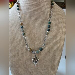 BobbieLee Natural Stone Heart Necklace